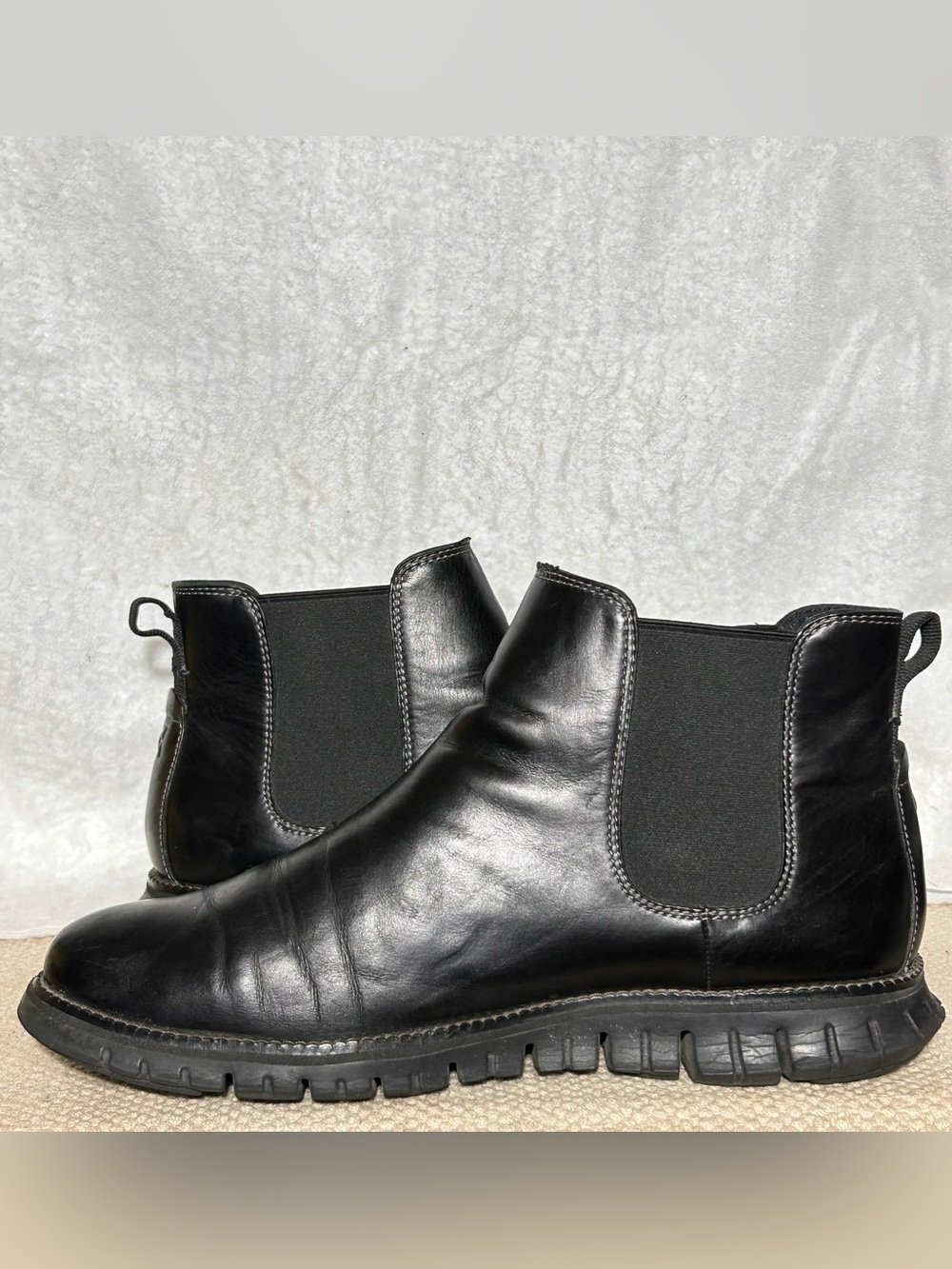 Cole Haan Mens Black Leather Zerogrand Waterproof Chelsea Pull On Boots SZ 11M - Picture 7 of 11